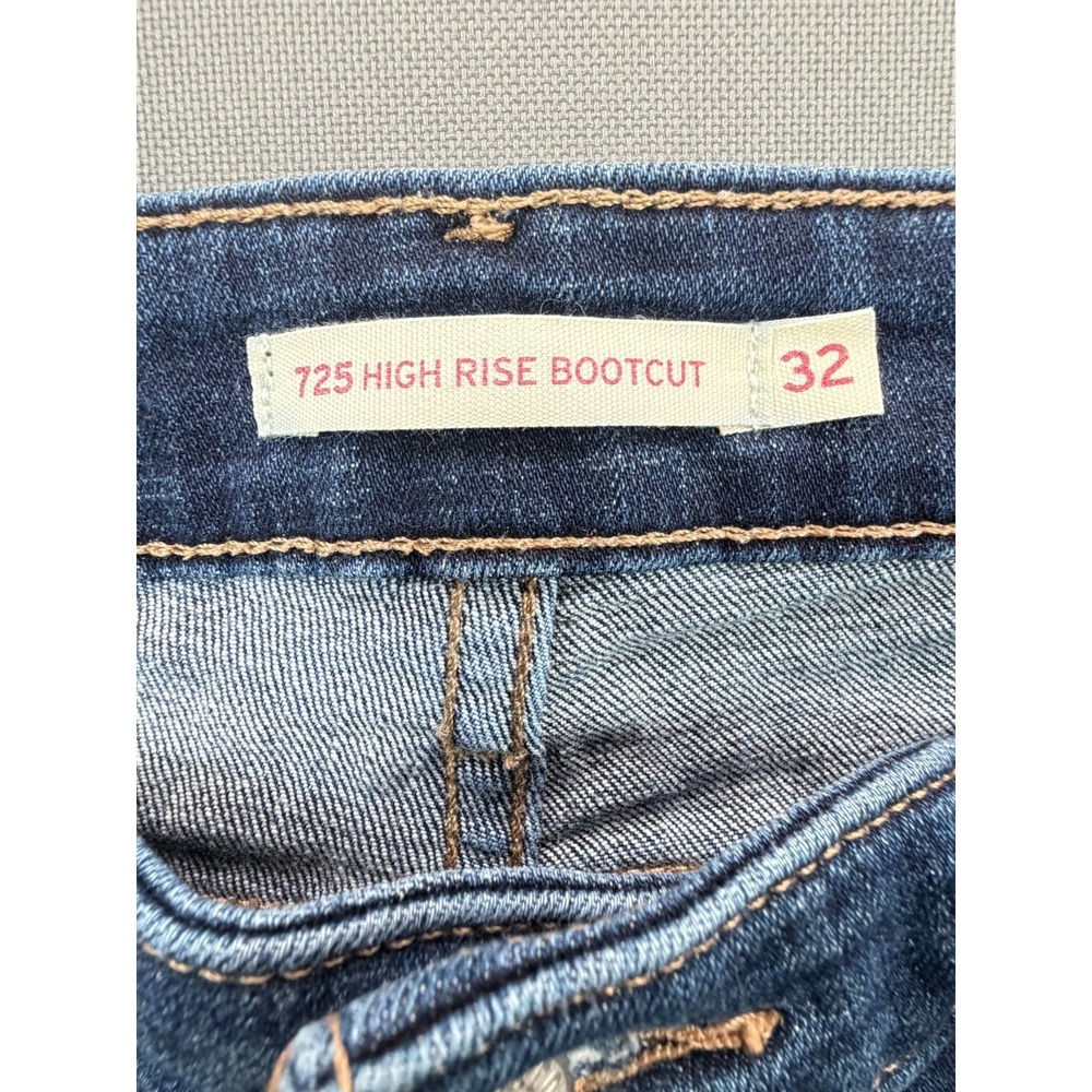 Levis 725 High Rise Bootcut Jeans | Womens 32x34 Dark Wash *RARE Blank Red Tab* - Picture 4 of 16